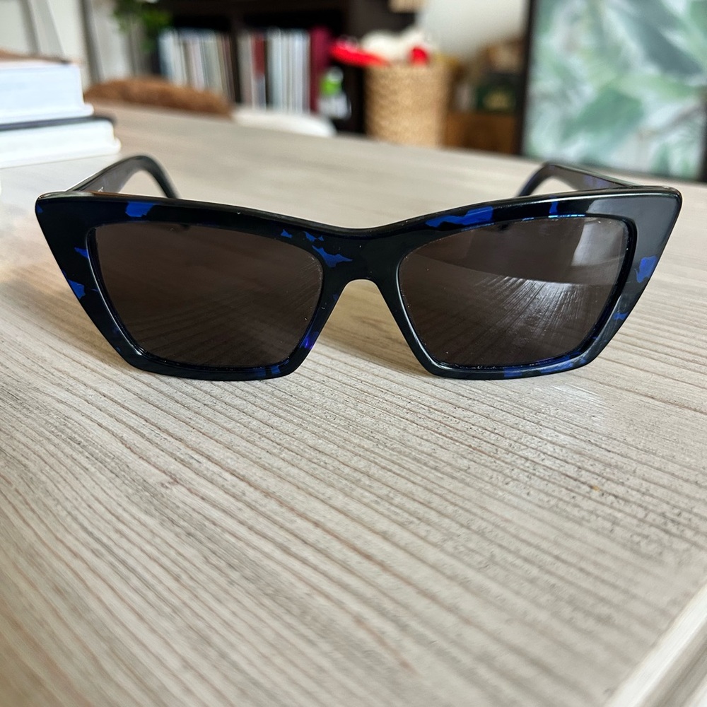 Saint Laurent Black and Blue Cat-Eye Sunglasses